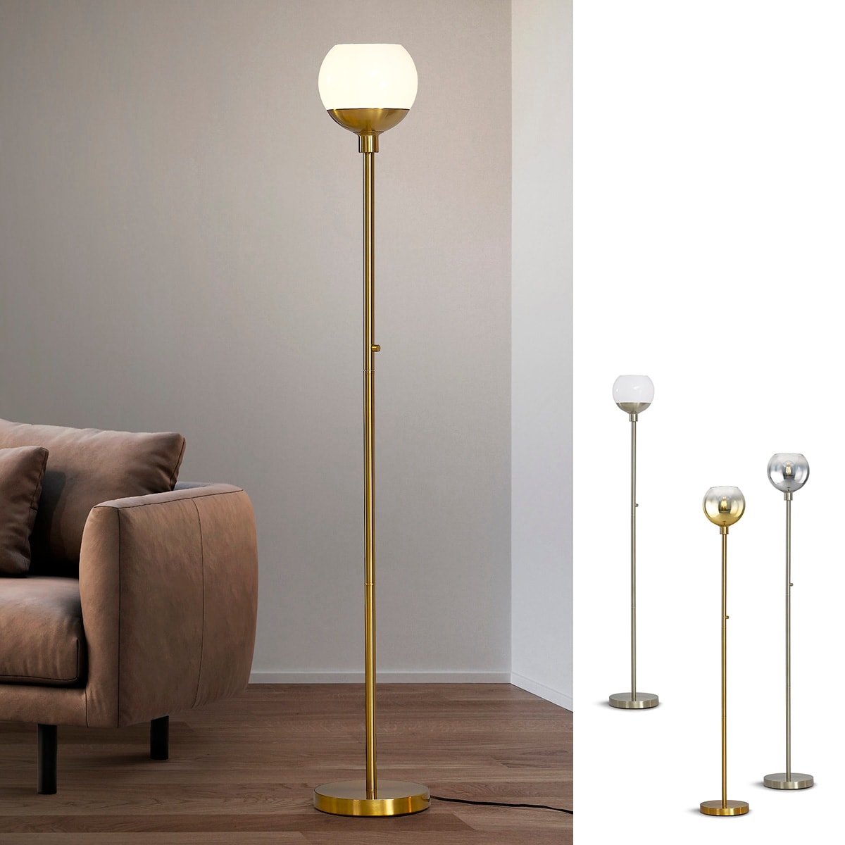 Metro Glass Shade 71"H LED Dimmable Torchiere Floor Lamp