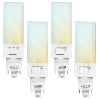 Luxrite Horizontal PL LED CFL Replacement 11W Ballast Bypass Fits G24D G24Q GX24Q 3 Color Selectable 1450 Lumens 4 Pack