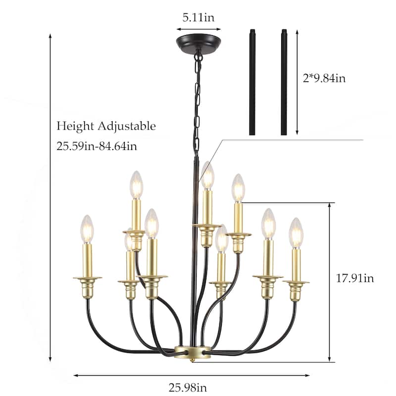 9-Light Candlestick Farmhouse Chandelier for Bedroom Living Room Staircase