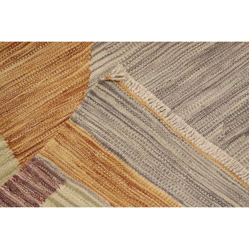 Hand Woven Oriental 100% Wool Carpet Southwestern Modern Greys & Charcoal Kilim Area Rug - 8' 1'' X 4' 11''