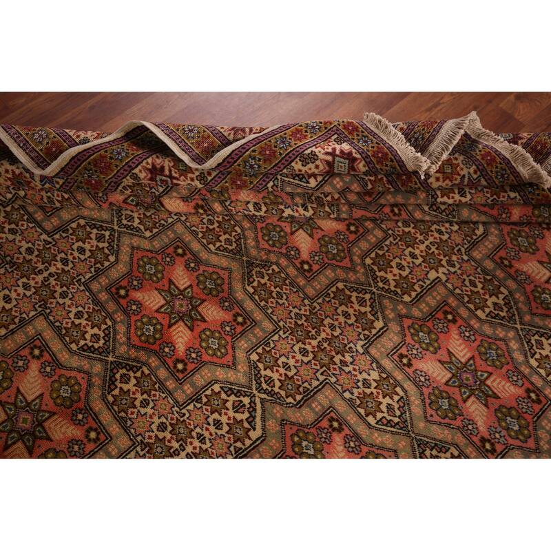 Geometric Anatolian Turkish Vintage Rug Handmade Beige Wool Carpet - 6'7" X 9'10"