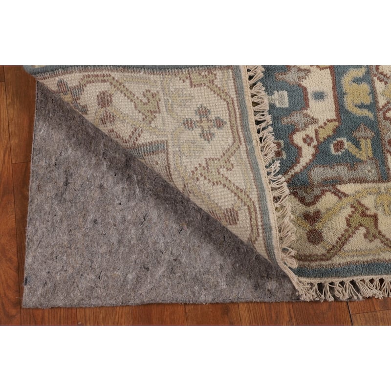 Light Blue Oushak Runner Rug Hand-Knotted Transitional Wool Carpet - 2'5"x 12'0"