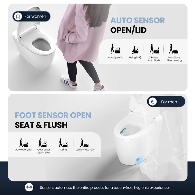 Madrid Smart Toilet Bidet Combo in White with LED Display, Off-Seat Auto Flush, Auto Open & Close Lid, Foot Sensor Operation