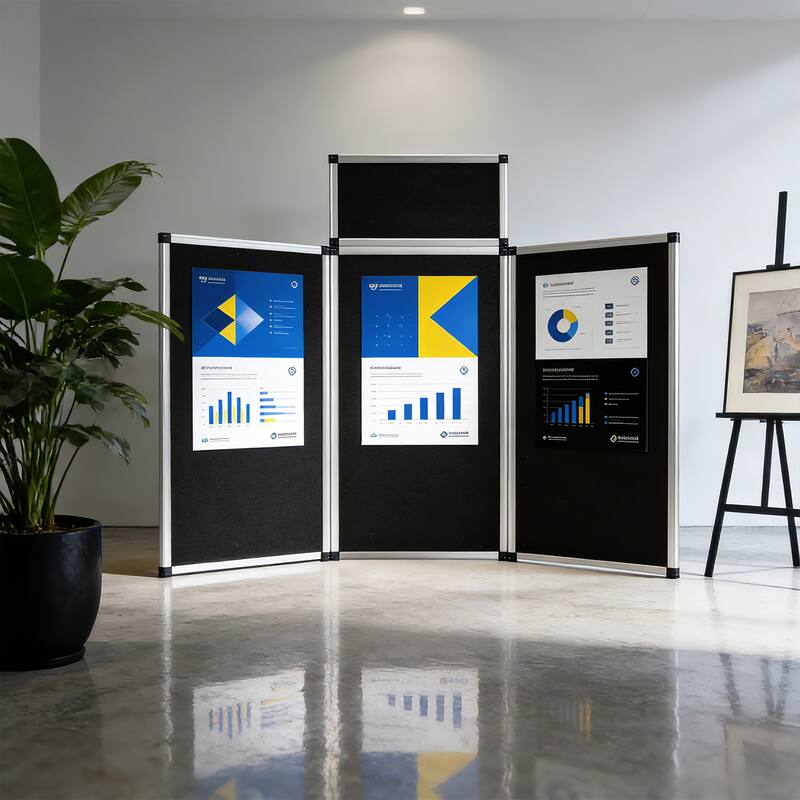 Foldable 3+1 Bulletin Board, Aluminum Foldable Display Board