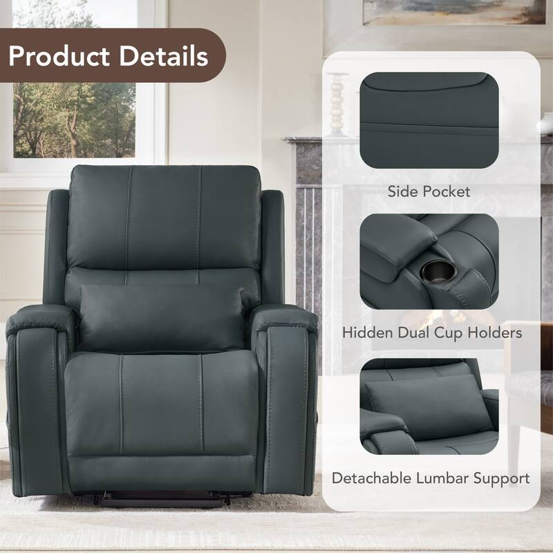 Spruce & Spring Leather Lift Recliner Chair for Elderly with Heat and Massage