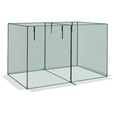 Outsunny 10 x 6.5ft Walk-in Crop Cage, Plant Protection Tent, with Two Zippered Doors, Storage Bag and 6 Ground Stakes