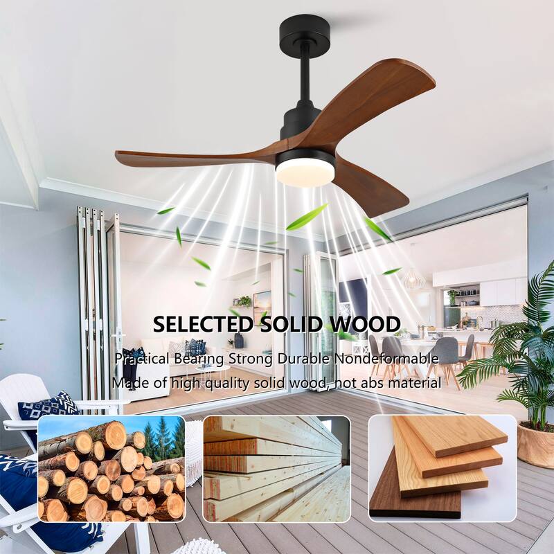 42 Inch Ceiling Fans with Lights and Remote, Outdoor Ceiling Fan for Patios with Light 3 Blades Modern Ceiling Fan - Black