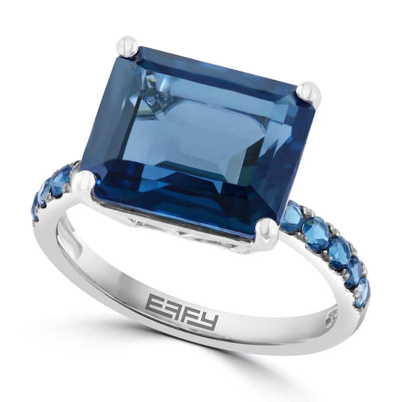 EFFY 14K Gold ,London Blue Topaz Emerald Cut Ring