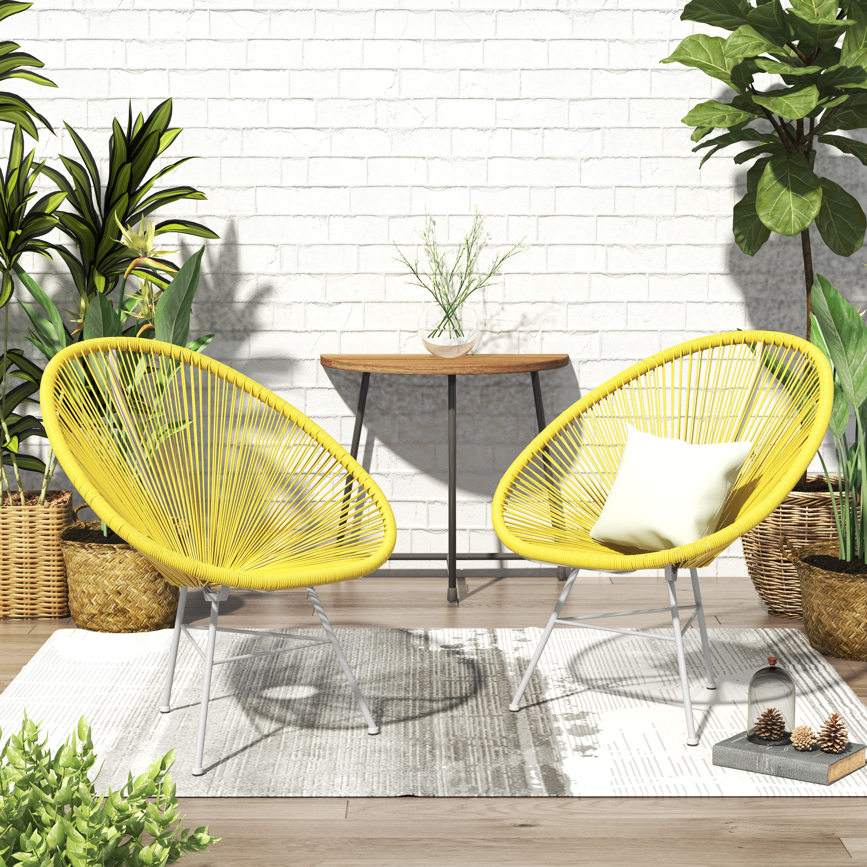 Red Meubles House S1-ACA-R-R Silvia Hier Modern Style Acapulco Wicker Outdoor Chair with Rocker Legs Single 