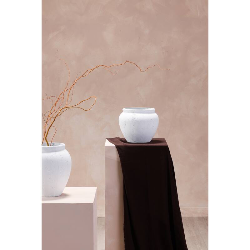 Aurelle Home Modern Cement Decorative Vessel - 10 Inches - White