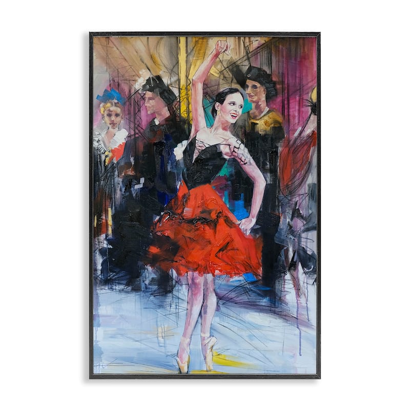 Stupell Abstract Ballerina Bold Collage Framed Giclee Art Design By Lucille Lee - 20 x 30 - Black