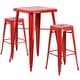 preview thumbnail 18 of 39, 23.75'' Square Metal Indoor-Outdoor Bar Table Set with 2 Square Seat Stools - 27.75"W x 27.75"D x 40"H