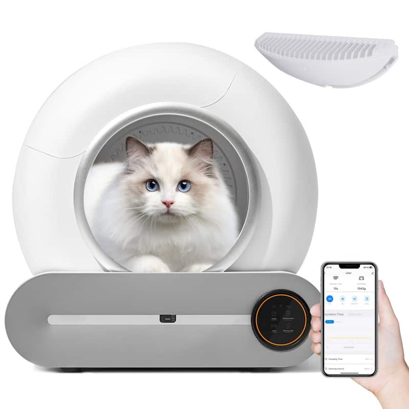 Self-Cleaning Cat Litter Box,Automatic Scooping And Odor Removal Cat Box Litter - White