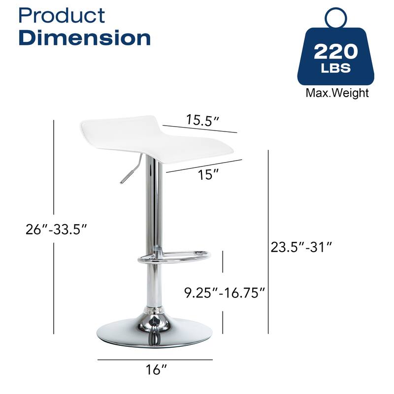 Faux Leather Upholstered Adjustable Barstools Airlift Counter Bar Pub Height Stools Set of 2