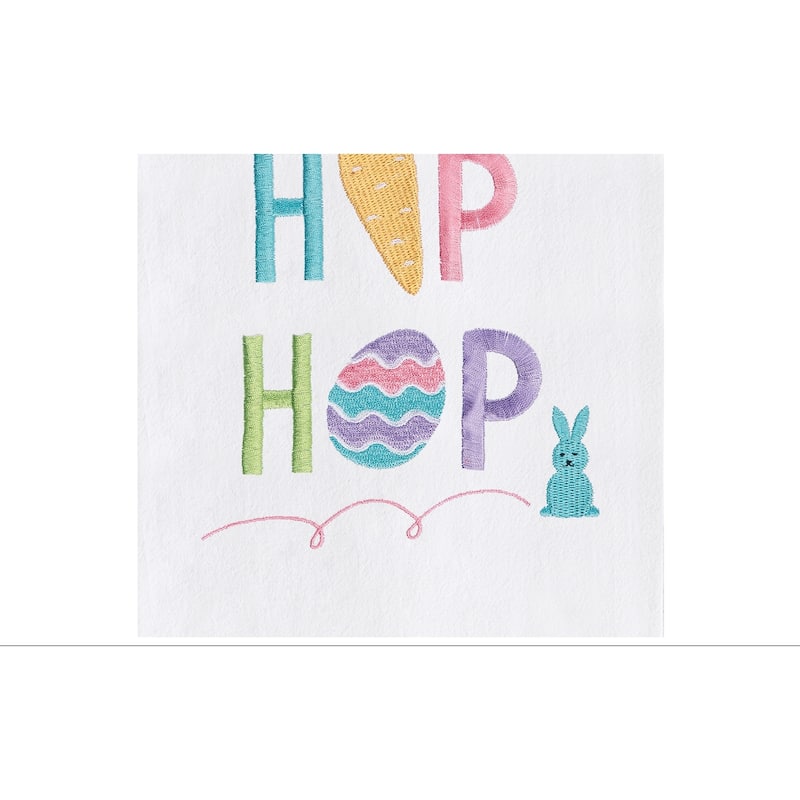 "Hip Hop" Easter Bunny Rabbit Carrot Embroidered Cotton Flour Sack Kitchen Dishtowel