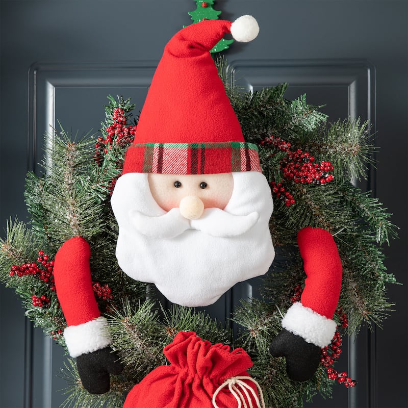 Glitzhome 20"H Christmas Fabric Santa/Snowman Jumbo Ornament Set