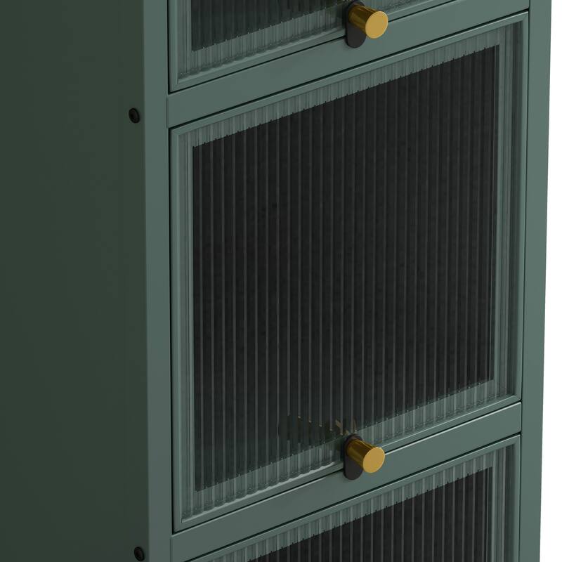 Modern Glass Door Cabinet with Featuring Storage, for Entryway Living Room Bathroom Dining Room