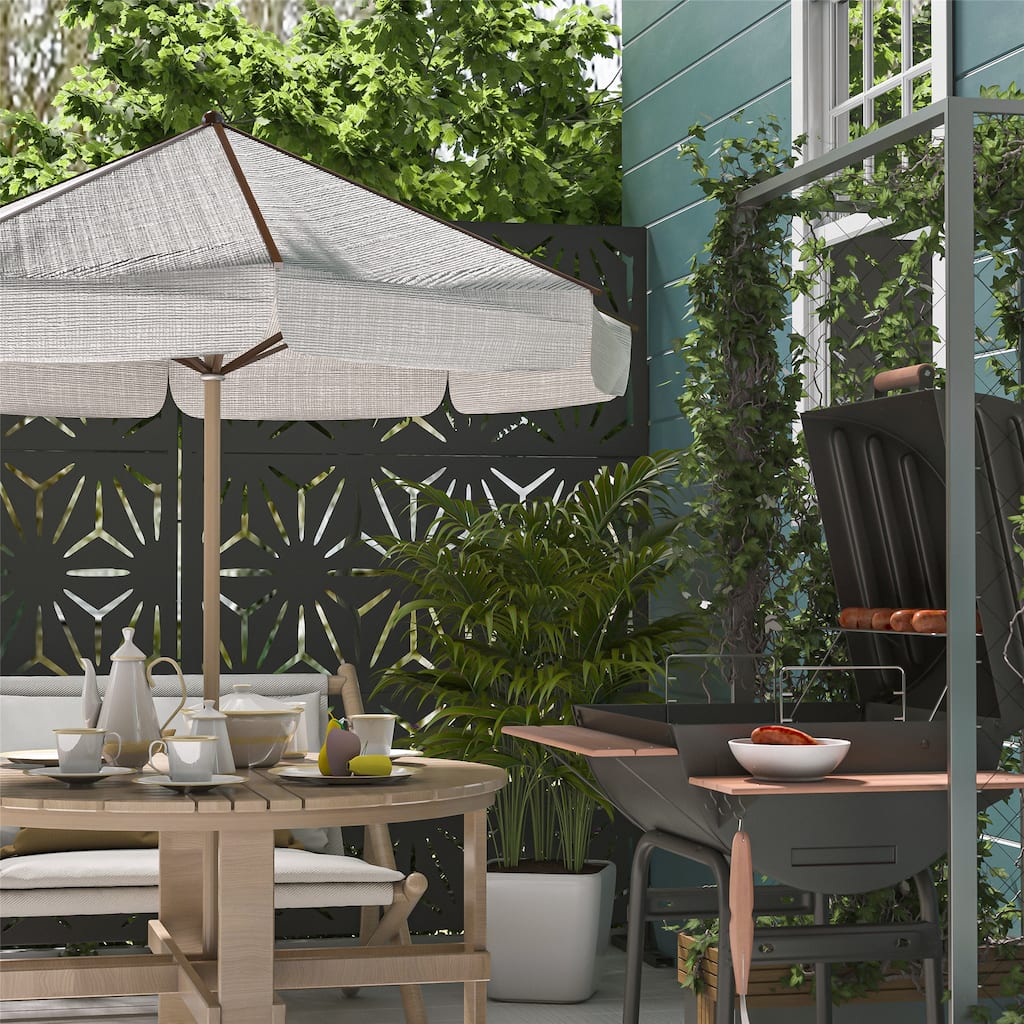 Durable Metal Outdoor Privacy Screen - Free Standing Panel for Enhanced Privacy