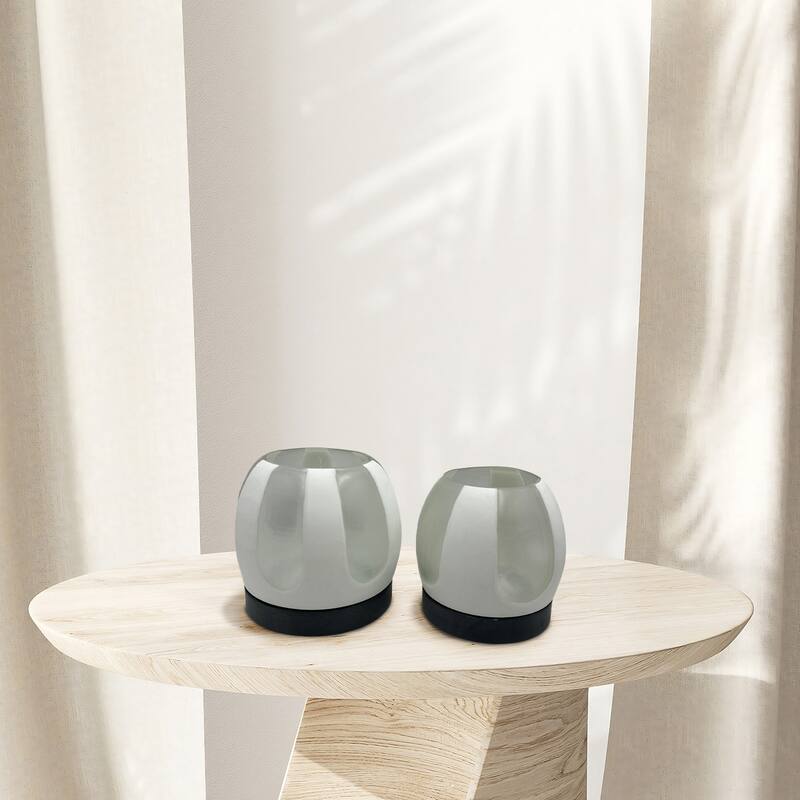 Set of 2 Decorative Handmade Glass Serene Spheres Vase in White