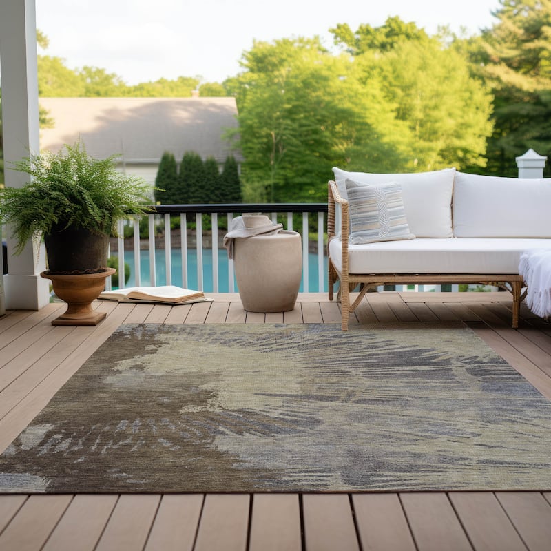 Machine Washable Indoor/ Outdoor Chantille Modern Burst Rug