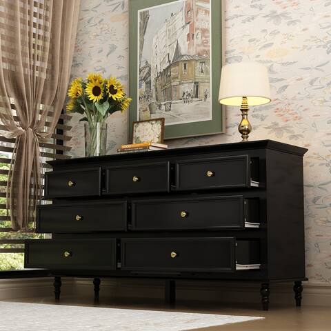 FAMAPY 55.2" 7 Drawer Dresser Chest Cabinet Storage Lacquered Wood