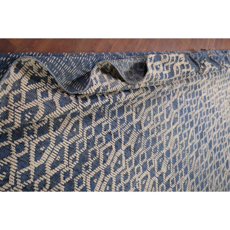 Trellis Moroccan Large Modern Area Rug Hand-Knotted Wool Carpet - 9'7" x 14'8"