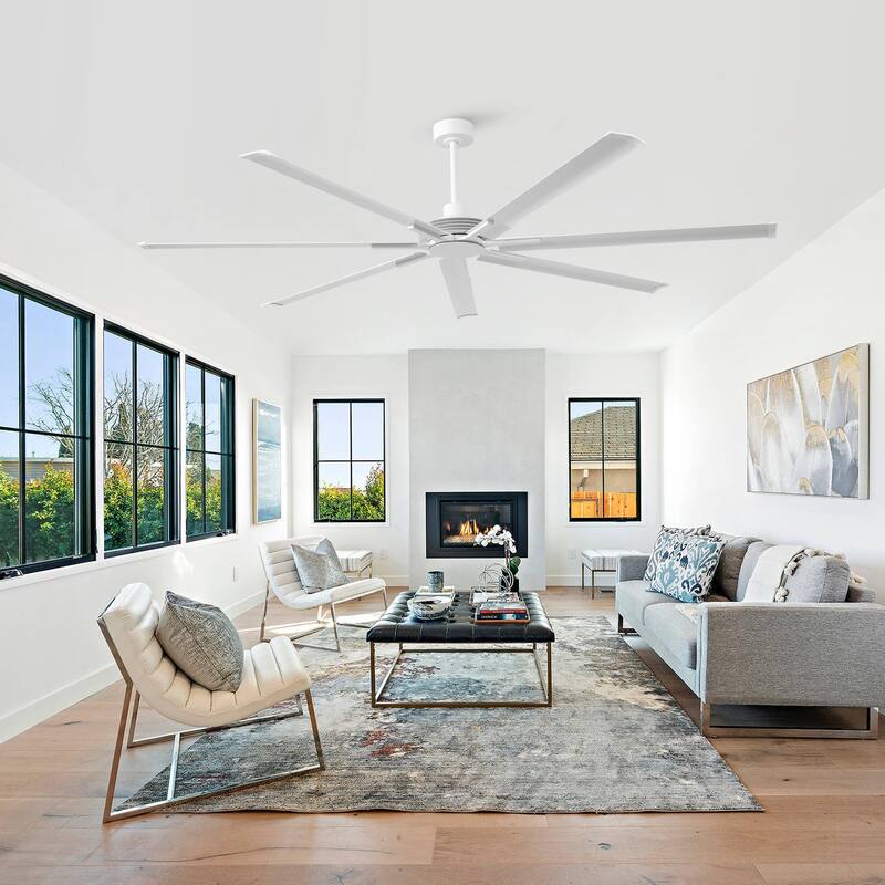 100" Indsutrial Black/ Silver Extra Larger Commercial Ceiling Fan with Remote - 100" Huge Fan