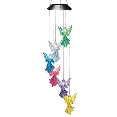 Solar Colorful Hanging Angels Outdoor Garden Mobile - NO SIZE