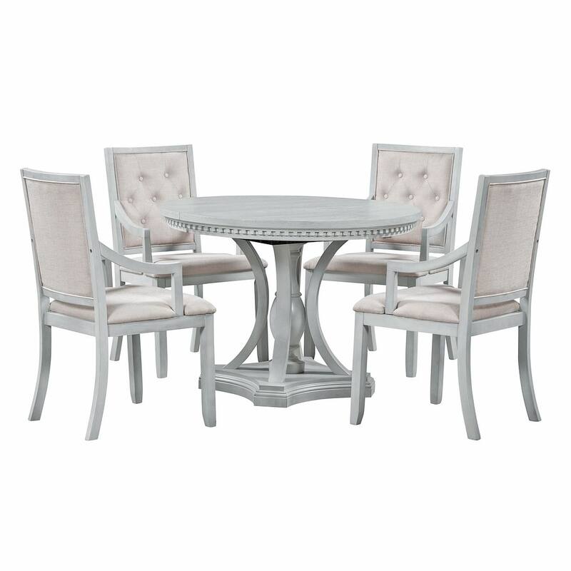 5 PCS Retro Dining Set for 4 with Extendable Round Table