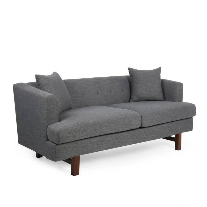 73.5" Loveseat, Family Room Fabric Sofa, Tufted Upholstered Arm Couch with Wood Legs for Living Room Bedroom