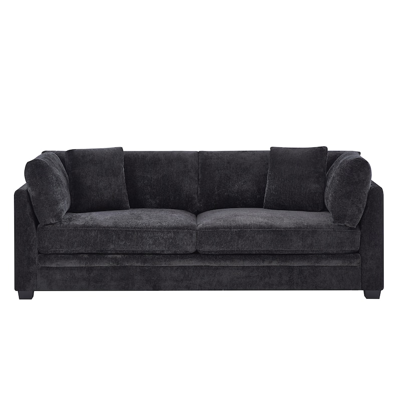 Christopher Knight Home - Flare Modern Upholstered Sofa with Flared Arms - Black