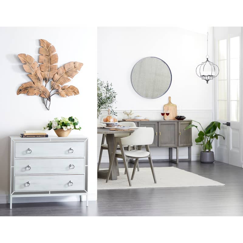 Metal Leaf Clutter Palm Wall Decor with Distressed Textured - Brown - Roche River Decor