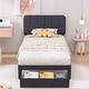 preview thumbnail 2 of 35, VECELO 2-Pack Kid Bed Frame Set Twin Size Platform Bed with Adjustable Upholstered Headboard Storage Drawer No Box Spring Needed