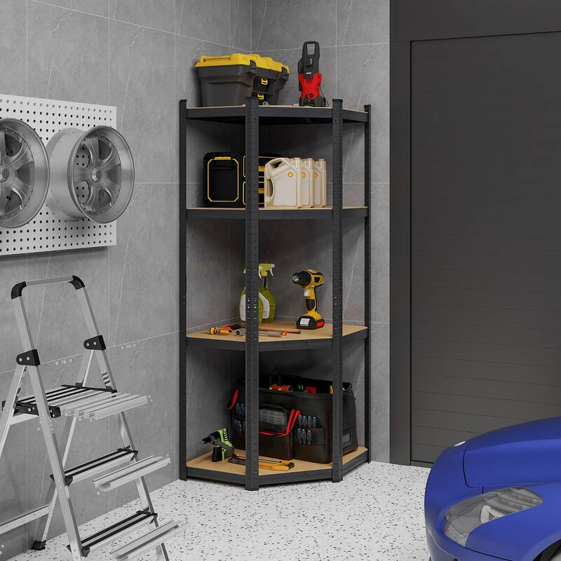 Gymax 2PCS 4-Tier Adjustable Garage Storage Utility Rack Corner