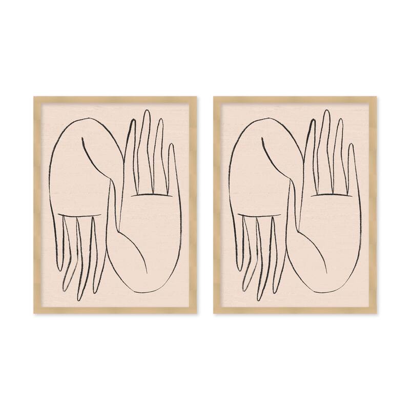 "Helping Hands" Set of Two Framed Textured Wall Art - Multi-Color