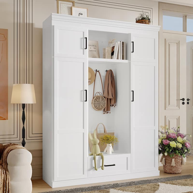 85.2in H Hall Tree with Bench and 3 Hooks for Entryway and Living Room
