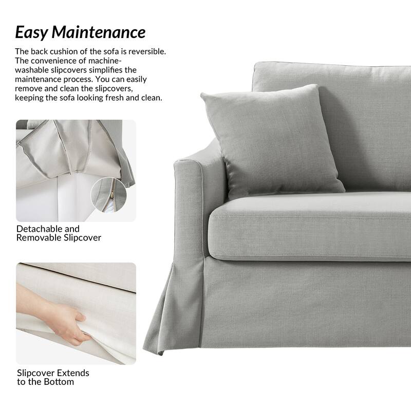 Volkhard 80.5" Modern Slipcovered Sofa With Removable Back Cushion By HULALA HOME