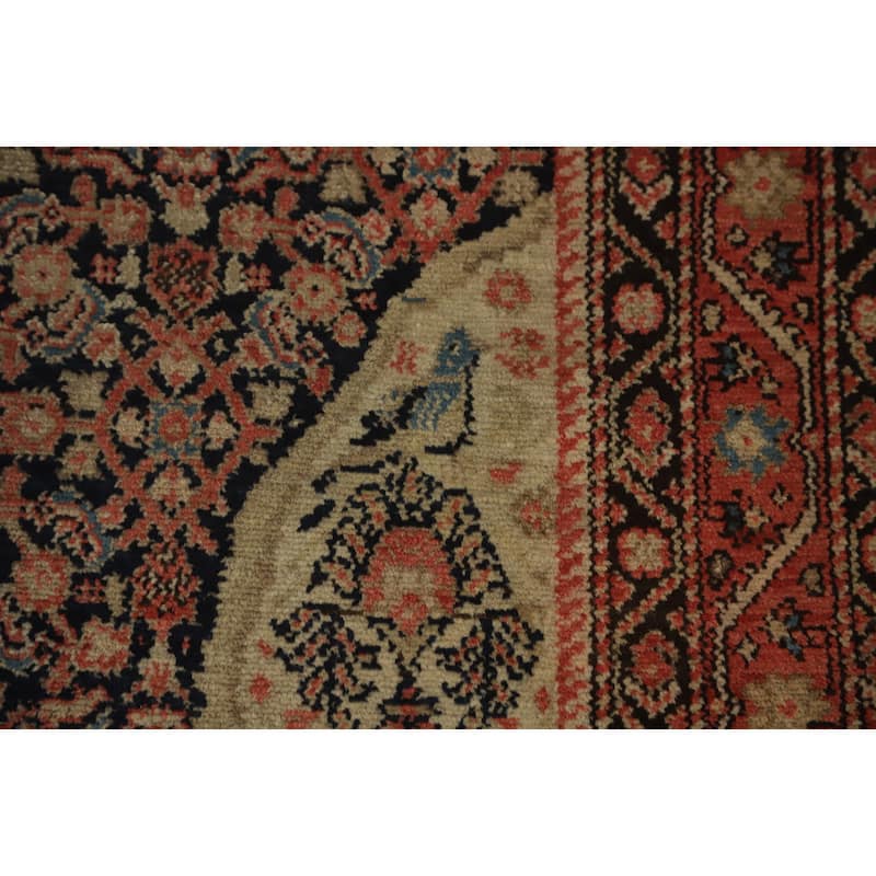 Hand Knotted Oriental 100% Wool Carpet Traditional All-Over Navy Blue & Blues Malayer Area Rug - 6' 5'' X 4' 5''
