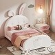 preview thumbnail 9 of 15, Twin Size Upholstered Platform Princess Bed Frame with Rabbit-Shape Headboard and Footboard Pocket for Bedroom White - Twin