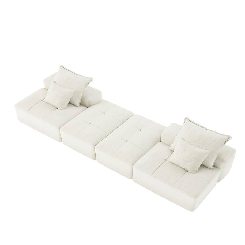 GDFStudio - Sparkling Chenille Oversized 2-Seater 142" Modular Sectional Sofa with 2 Ottomans
