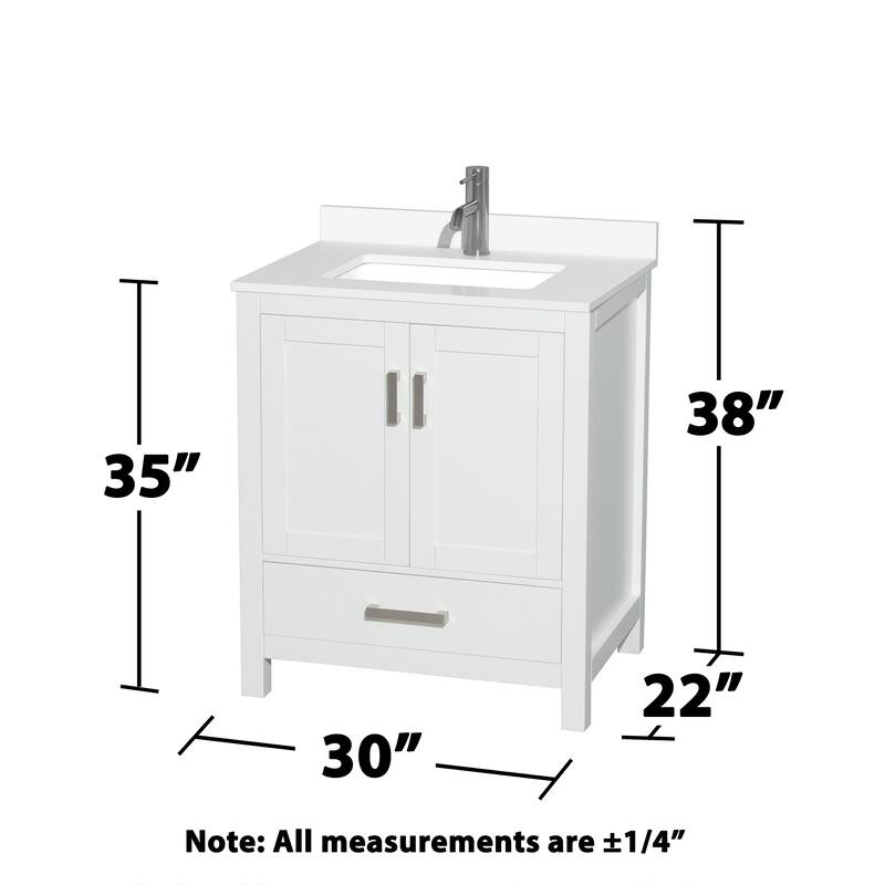 Sheffield 30-inch Single Vanity, Single Hole Quartz Top,24-inch Mirror
