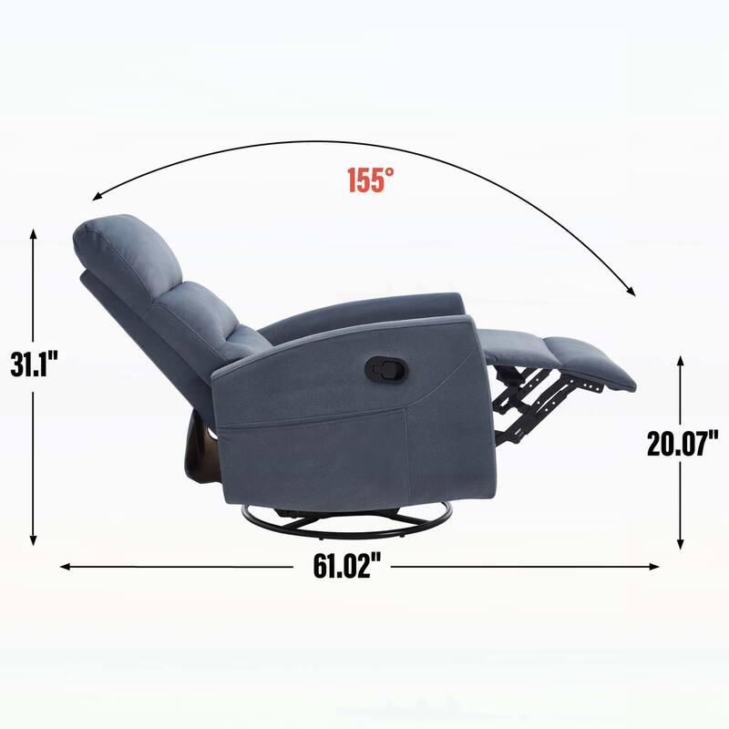 Manual Recliner Chair with Rocker and Swivel,for Living Room Comfort and Relaxation