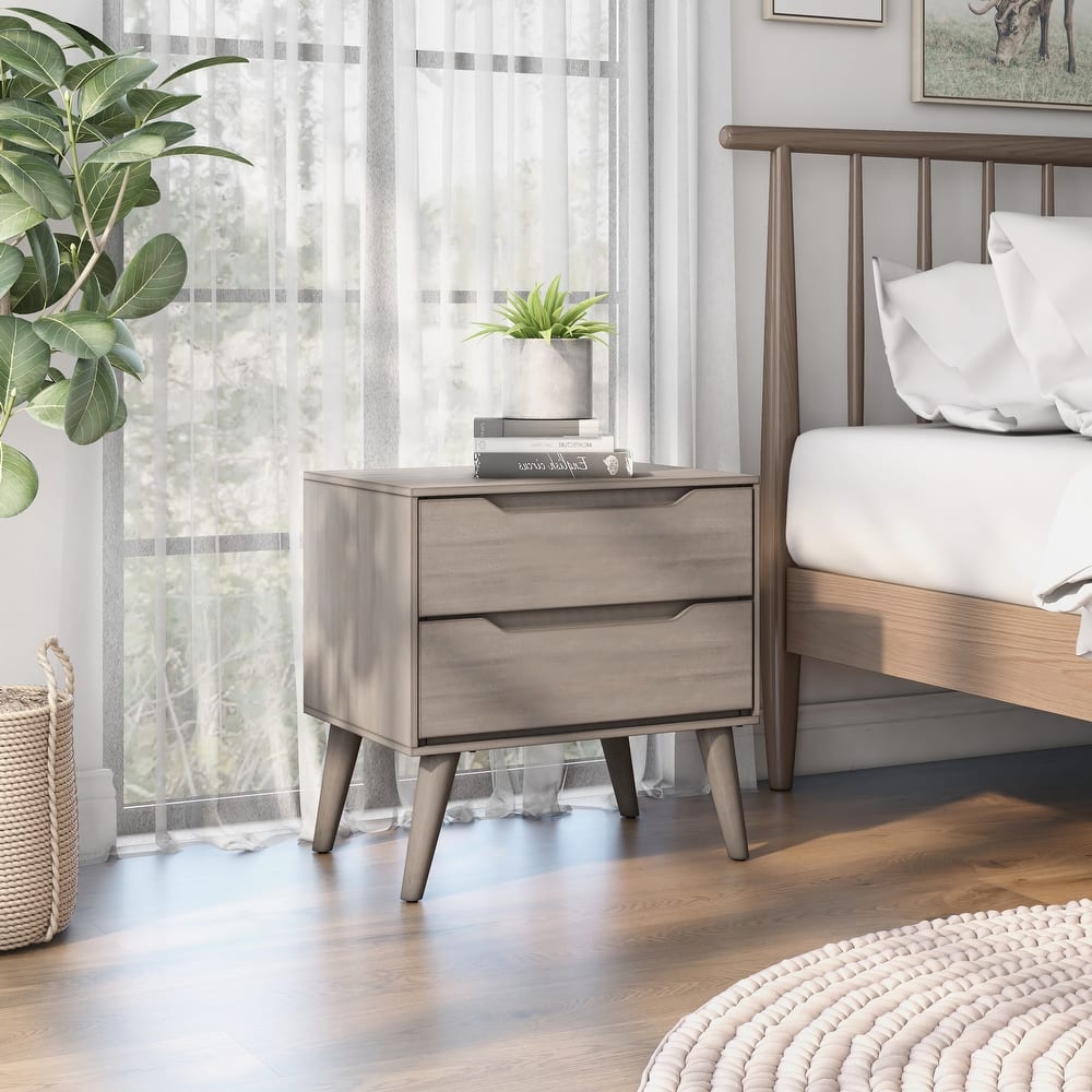 Bodo Mid-century Modern Wood 2-Drawer Nightstand by Carson Carrington