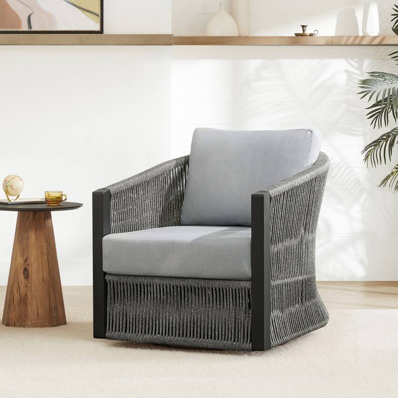 Carlos Modern Swivel Accent Chair with Handwoven Rope For Living Room