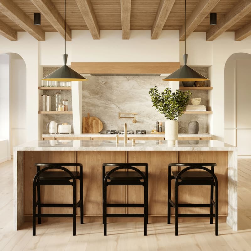 Poly & Bark Yokohama Counter Stool - Solid Oak Wood