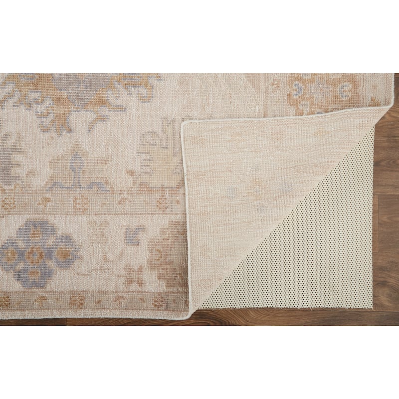 Tierney Eco Friendly PET Oushak Rug, Ivory/Tan/Stone Blue, Area Rug