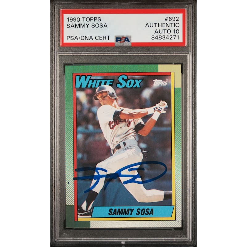 Sammy Sosa 1990 Topps Signed Baseball Rookie Card #692 Auto Graded PSA 10 834271 - 8'6" x 11'6"