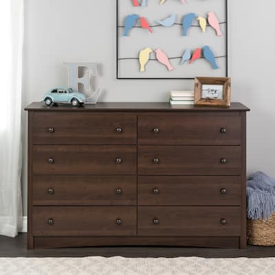 Prepac Sonoma 8 Drawer Double Dresser for Bedroom, Wide Chest of Drawers, Traditional Bedroom Furniture