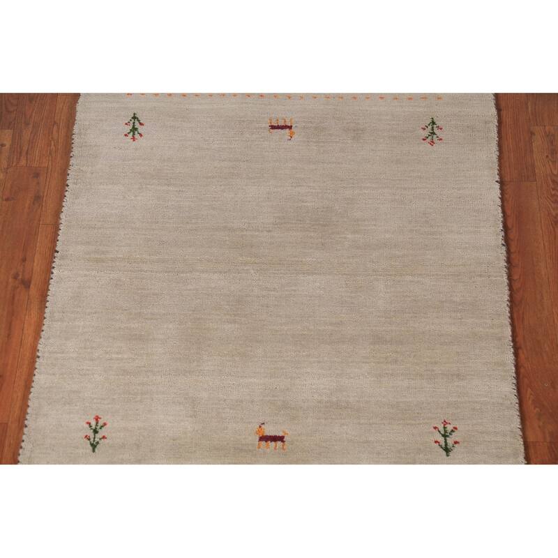 Little Animals Gabbeh Indian Foyer Rug Handmade Wool Carpet - 3'2" x 4'9"