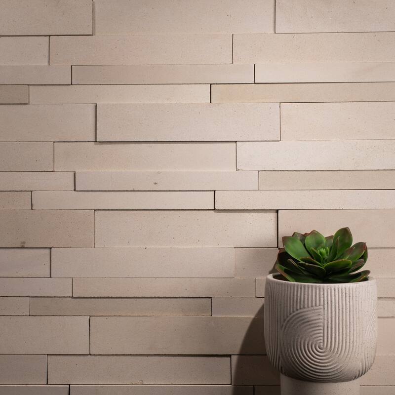 Linear Lines 6.5 in. x 12 in. Island Ivory Honed Limestone Wall Tile - 6.5 in. x 12 in. - Island Ivory